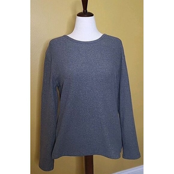 Cuddl Duds Tops - Cuddl Duds Fleecewear Stretch Crew Neck Charcoal Heather Long Sleeve Women XL